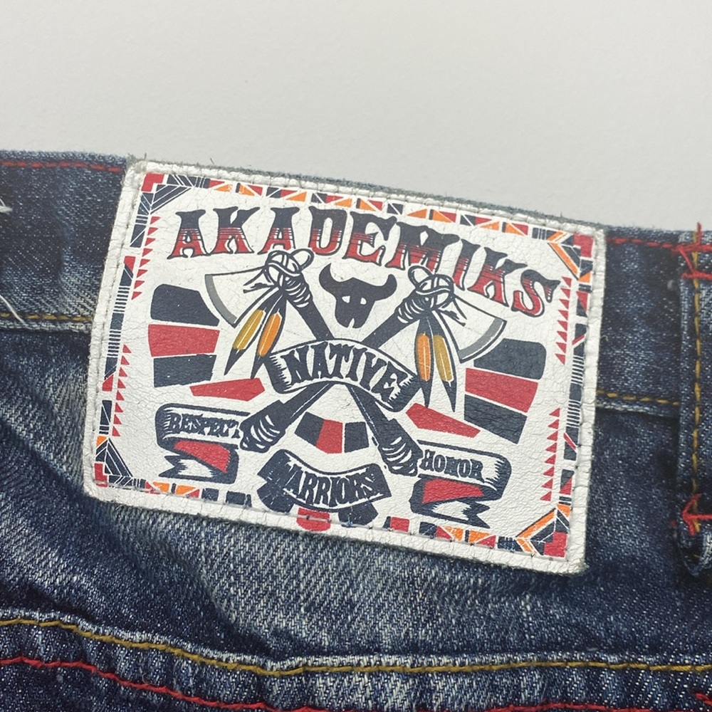 Baggy Akademiks Shorts • Native Warrior denim jorts 90s - 2000s jnco style - Picture 6 of 14